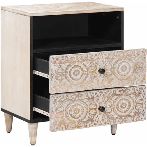 Mobiletto da Letto con cassetto Bianco 50 x 33 x 60 cm - Foto 2