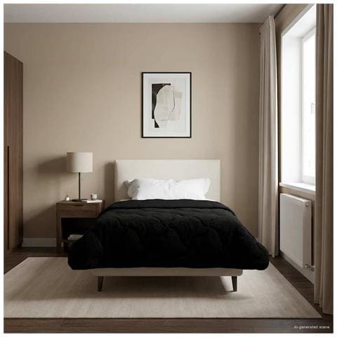 Duvet Estivo Nero 155 x 220 cm Microfibra e Fleece Teddy - Foto 2