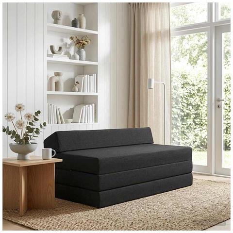 Divano Letto Pieghevole Nero 120 x 60 x 49 cm Tessuto - Foto 2