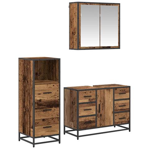 Set di mobili per il bagno con cassetto 3 pcs Legno vecchio - Foto 1