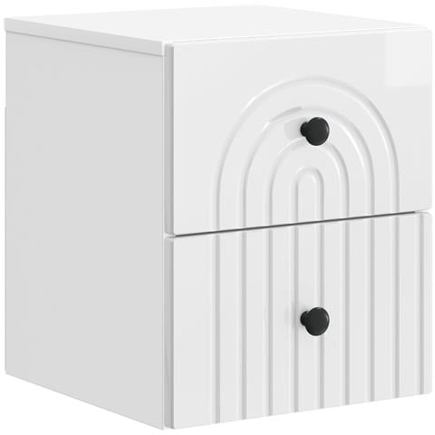Mobiletto da notte a muro Bianco Lucido 33 x 34,5 x 40 cm - Foto 1