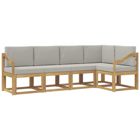 Set di divani da esterno 5 pcs Bianco e Grigio Chiaro - Foto 1