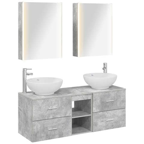 Set di mobili per il bagno 5 pcs Grigio Cemento - Foto 1