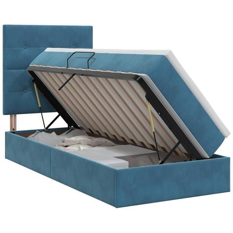 Letto con contenitore e materasso Blu Scuro 100 x 200 cm - Foto 1