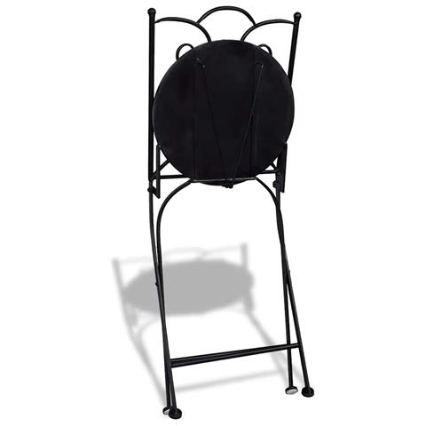Sedie da Bistrot Pieghevoli 2 pz in Ceramica Nero e Bianco - Foto 2