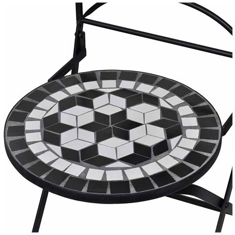 Sedie da Bistrot Pieghevoli 2 pz in Ceramica Nero e Bianco - Foto 7