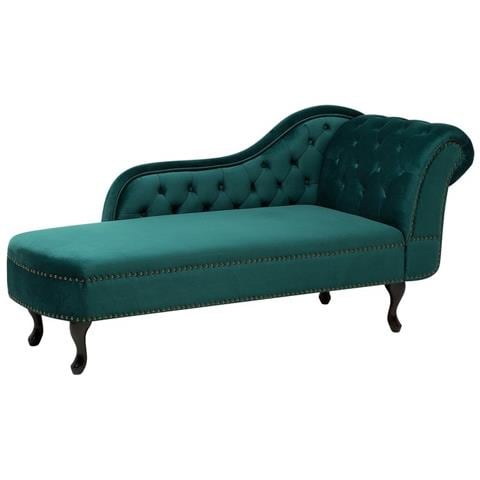 Chaise Longue Destra In Velluto Verde Smeraldo Nimes - Foto 1