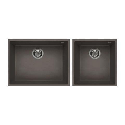 Lavello Quadra 210 Keratek Plus Sottotop 58x44 cm + 38x44 cm 2 vasche Colore Dove Grey 93 - Foto 1