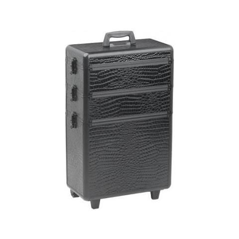 Valigia Con 3 Livelli Di Sistemazione - Finitura Croco Nero - Foto 1