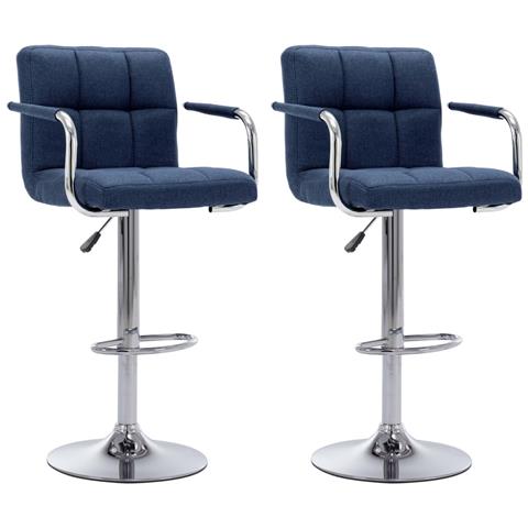 Sedie Da Bar 2 Pz Blu In Tessuto - Foto 1