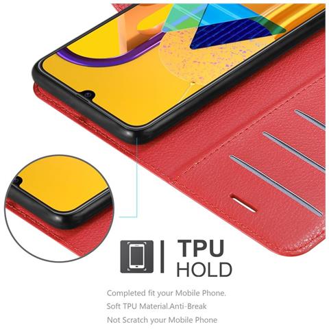 Custodia Compatibile Con Samsung Galaxy M30s In Rosso Carminio - Coperchio Protettiva Con Chiusura Magnetica, Funzione Stand E Tasca Per Le Carte - Foto 5