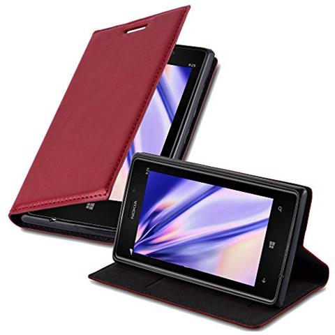Custodia Compatibile Con Nokia Lumia 925 In Rosso Mela - Coperchio Protettiva Con Chiusura Magnetica, Funzione Stand E Tasca Per Le Carte - Foto 1