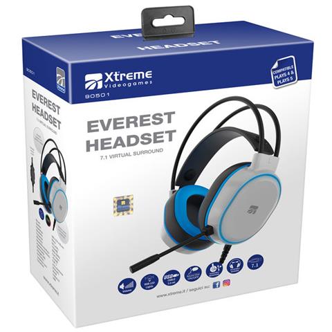 Everest Cuffia Gaming Stereo Padiglione Auricolare Cablato con Microfono Integrato - Nero / Blu / Bianco - Foto 6