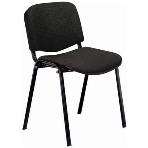 Sedia Visitatore 4 Gambe Dado D5s Acciaio Nero - Rivestimento Ignifugo Nero - Conf. 4 Pezzi - D5s / 4 / in - Foto 1