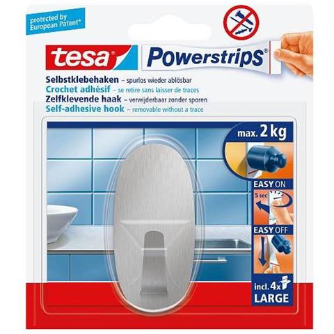 Powerstrips Haken Large Metall, Oval Mehrfach Verwendbar, Haltekraft: Max. 2,0 Kg, - 1 Stck (58261-00000-00) - Foto 3