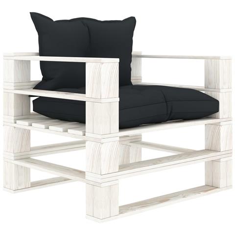 Poltrona da Giardino Pallet con Cuscini Antracite in Legno - Foto 1