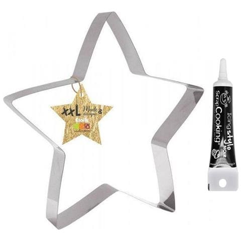 Tagliabiscotti Xxl In Acciaio Inox Stella + Penna Per Glassa Nera - Foto 1