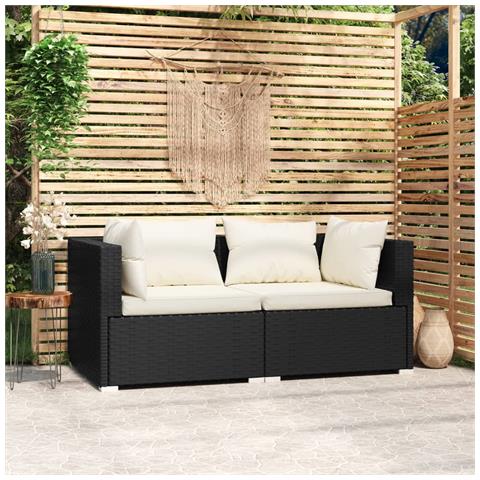 VIDAXL Divano A 2 Posti Con Cuscini In Polyrattan Nero