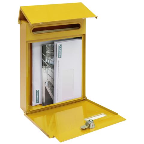 Line E6808 Cassetta Postale Individuale In Acciaio, Cassetta Della Posta Da Parete, Con Serratura Coperta, Dimensione S (din A5), Facile Da Montare, Giallo - Foto 2