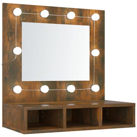 Mobile A Specchio Con Led Rovere Fumo 60x31,5x62 Cm - Foto 1