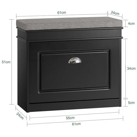 Mobili Per Scarpe Serie Scarpiere 1 Anta 1 Cuscino 60x24x51cm Nero Fsr82-k-sch - Foto 5