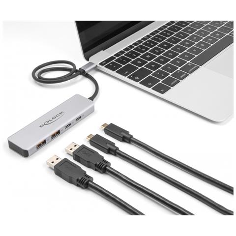 Hub USB 10 Gbps USB Type-C con 2 x USB Tipo-A e 2 x USB Type-C con cavo di collegamento da 35 cm - Foto 1