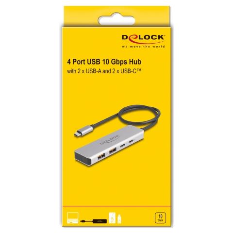 Hub USB 10 Gbps USB Type-C con 2 x USB Tipo-A e 2 x USB Type-C con cavo di collegamento da 35 cm - Foto 2