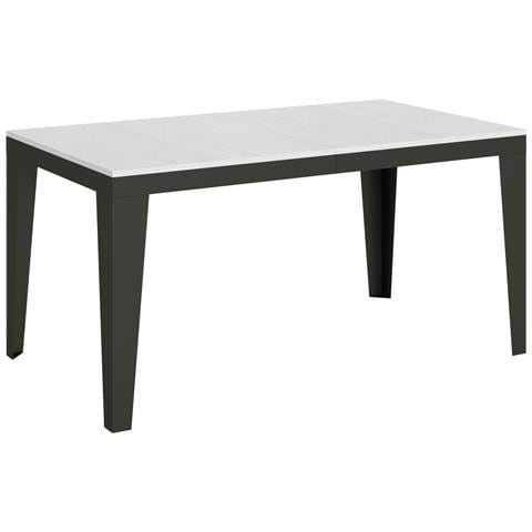 Tavolo Allungabile 90x160/420 Cm Flame Evolution Telaio Antracite - Bianco Frassino - Foto 6