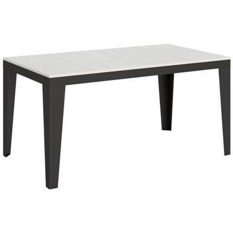 Tavolo Allungabile 90x160/420 Cm Flame Evolution Telaio Antracite - Bianco Frassino - Foto 1