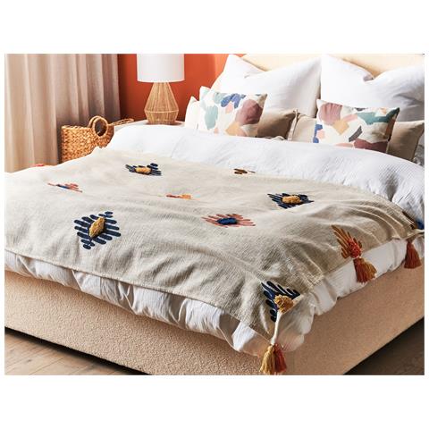 Coperta Munger Cotone 130 X 180 Cm Beige - Foto 1