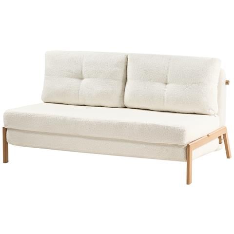 Divano Letto 2 Posti Edland Bouclé Bianco Sporco - Foto 2