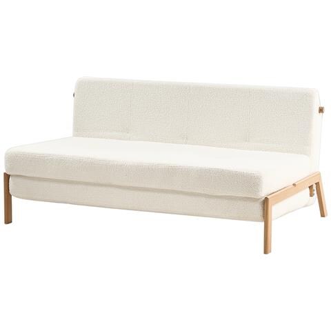 Divano Letto 2 Posti Edland Bouclé Bianco Sporco - Foto 6