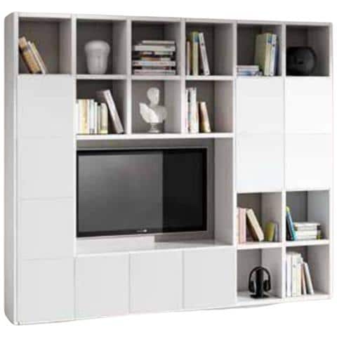 Parete Attrezzata Moderna Frassino Bianco L261 P30 H218 - Foto 1