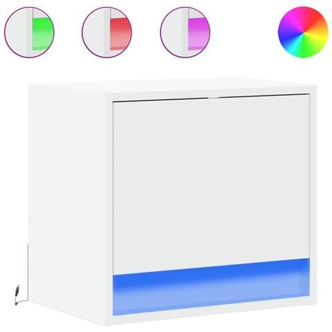 Comodini A Parete Con Luci Led 2 Pz Bianchi - Foto 2