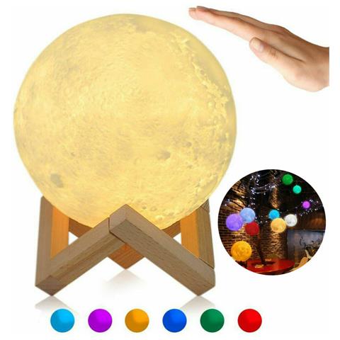 Lampada Forma Luna 3d Luce Usb Rgb Notte Buio Touch Sensore Comodino Luce - Foto 1