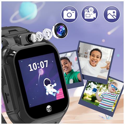 Smartwatch Wi-fi Per Bambini Con Slot Scheda Sim Videochiamate E Gps, Nero - Foto 2