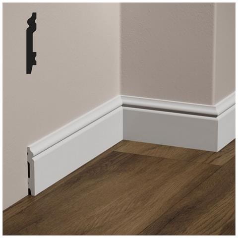 Battiscopa Barocco In Polimeri Feelingwood-hd 71x11mm - Bianco (prezzo Al Metro) - Foto 1