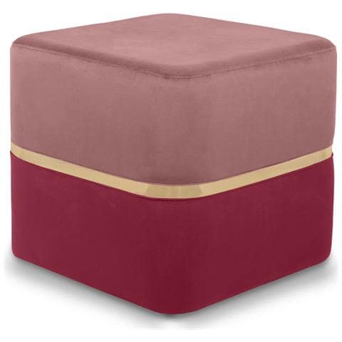 Pouf Kate Velluto Rosa Lampone E Metallo Dorato - Foto 2
