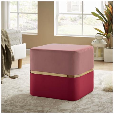 Pouf Kate Velluto Rosa Lampone E Metallo Dorato - Foto 1