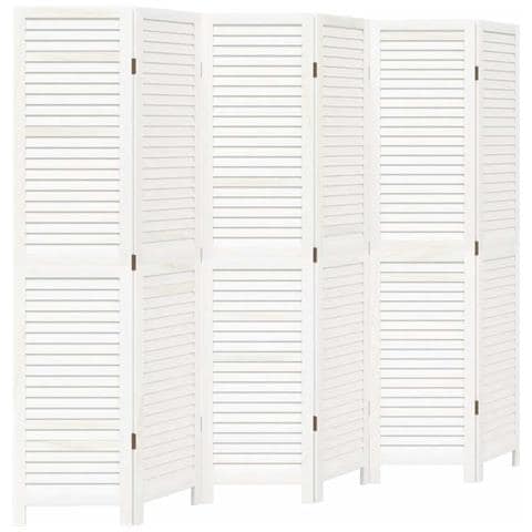 Divisorio Ambienti 6pannelli Bianco Legno Massello Di Paulownia - Foto 2