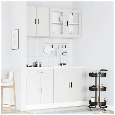 Set Mobili Da Cucina 4 Pz Kalmar Bianchi Legno Multistrato - Foto 3