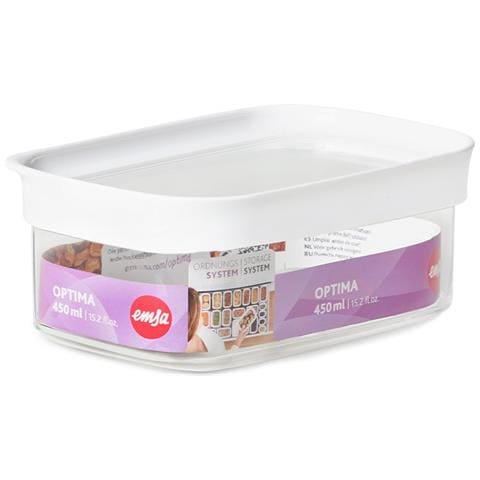 Optima Rettangolare Contenitore 0,45 L Trasparente, Bianco 1 pz - Foto 2