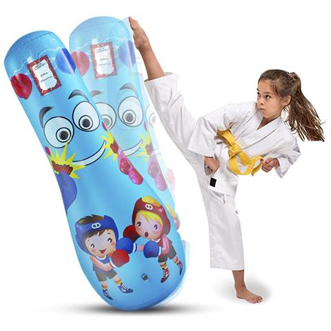 Punching Ball Gonfiabile, Pratica Karate, Boxe. 125 Cm. 45x25x125cm. Colore Blu - Foto 2
