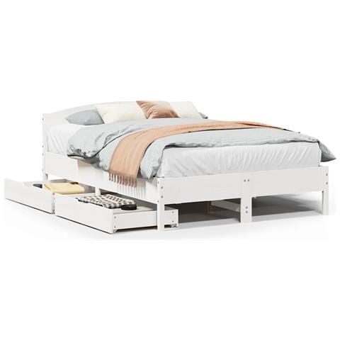 Letto senza Materasso Bianco 120x200 cm Legno Massello di Pino - Foto 1