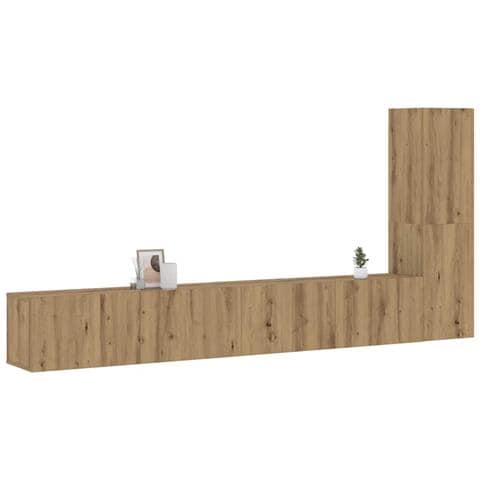 Mobili Tv A Parete 3 Pz Rovere Artigianale In Legno Multistrato - Foto 1