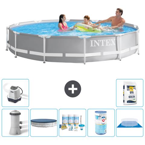 Piscina Fuori Terra - In Giro - 366x76 Cm - Grigio - Include Accessori Coordinati A2096 - Foto 1