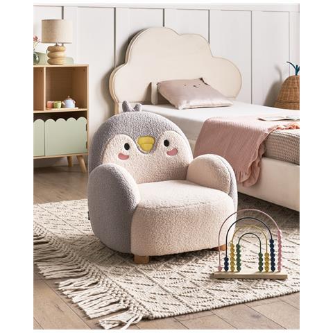 Poltrona Per Bambini Bouclè Grigio Motivo Pinguino Fyn - Foto 1