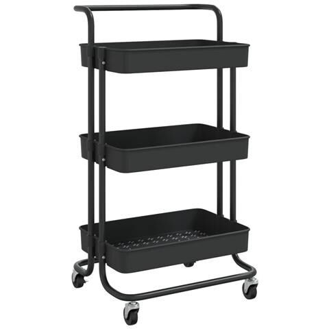 Carrello Da Cucina 3 Ripiani Nero 42x35x85 Cm Ferro E Abs - Foto 1