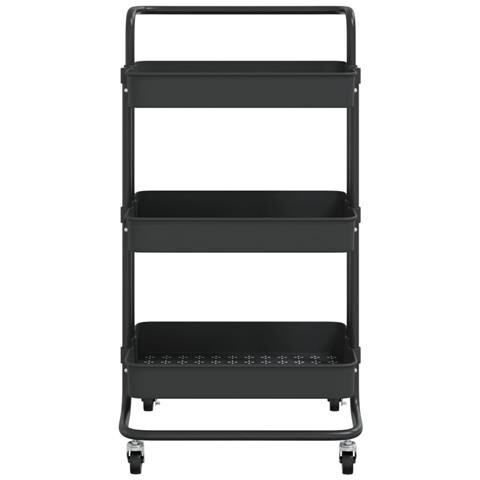 Carrello Da Cucina 3 Ripiani Nero 42x35x85 Cm Ferro E Abs - Foto 2