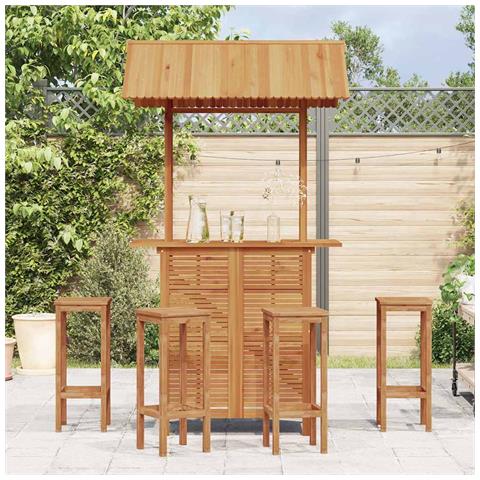 Tavolo Bar Esterno Con Tetto 113x106x217cm Massello Di Acacia - Foto 2